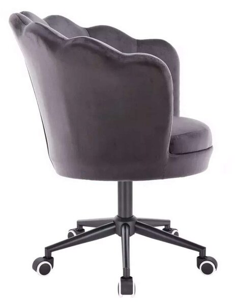 LuxuryForm DESIGN Křeslo FREY VELUR na černé podstavě s kolečky - tmavě šedé