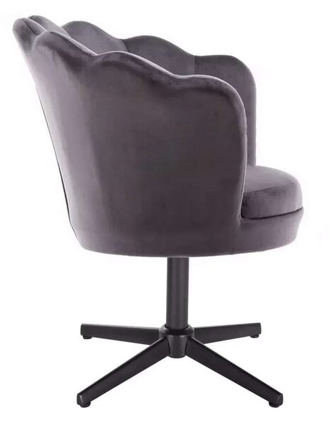 LuxuryForm DESIGN Křeslo FREY VELUR na černém kříži - tmavě šedé
