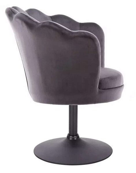 LuxuryForm DESIGN Křeslo FREY VELUR na černém talíři - tmavě šedé