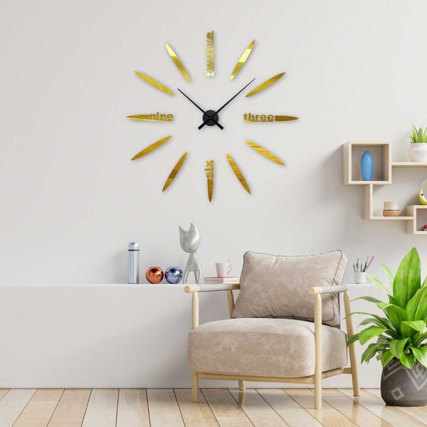 Stylové barevné nástěnné hodiny | SEVEN: Zrcadlo SILVER Černá barva RAL 9005 80 cm 3392-104203 12S012