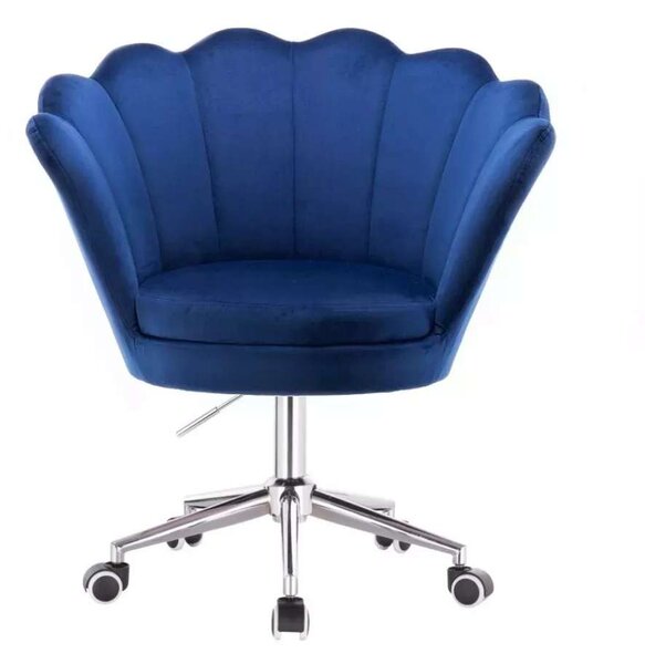 LuxuryForm DESIGN Křeslo FREY VELUR na stříbrné podstavě s kolečky - modré