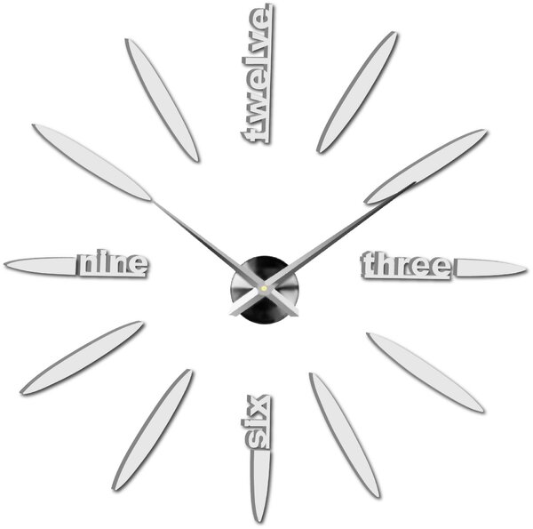 Stylové barevné nástěnné hodiny | SEVEN: Zrcadlo SILVER Černá barva RAL 9005 80 cm 3392-104203 12S012