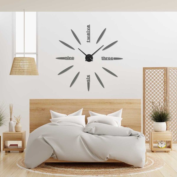 Stylové barevné nástěnné hodiny | SEVEN: Zrcadlo SILVER Černá barva RAL 9005 80 cm 3392-104203 12S012