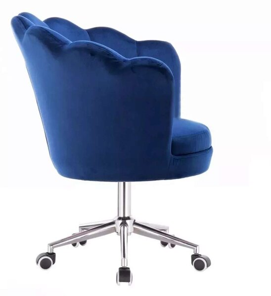 LuxuryForm DESIGN Křeslo FREY VELUR na stříbrné podstavě s kolečky - modré