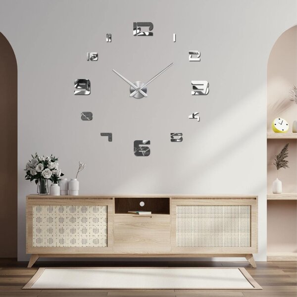 Moderní nalepovací nástěnné hodiny čísla - BIBA: Zrcadlo SILVER Černá barva RAL 9005 80 cm 3406-109142 12S021
