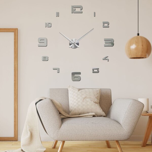 Moderní nalepovací nástěnné hodiny čísla - BIBA: Zrcadlo SILVER Černá barva RAL 9005 80 cm 3406-109142 12S021