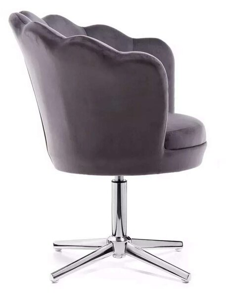 LuxuryForm DESIGN Křeslo FREY VELUR na stříbrném kříži - tmavě šedé