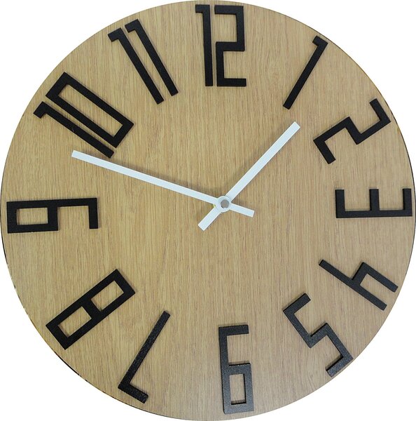 Nástenné hodiny z HDF - THOMAS: Černé ručičky HDF - černá 30 cm 3409-20452 HDFK007 HEU-