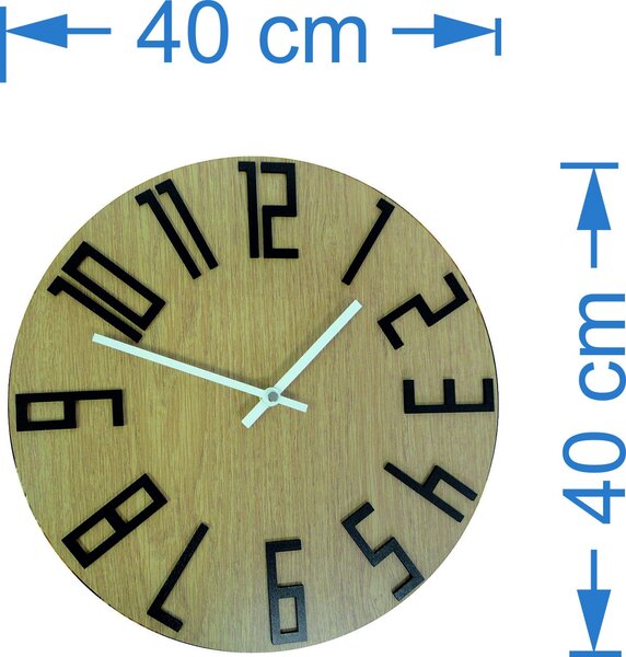 Nástenné hodiny z HDF - THOMAS: Černé ručičky HDF - černá 30 cm 3409-20452 HDFK007 HEU-