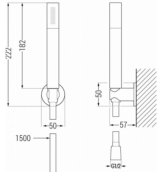 Mexen Zero R70 vanová baterie s sprchovou soupravou, černá - 7113R70-70