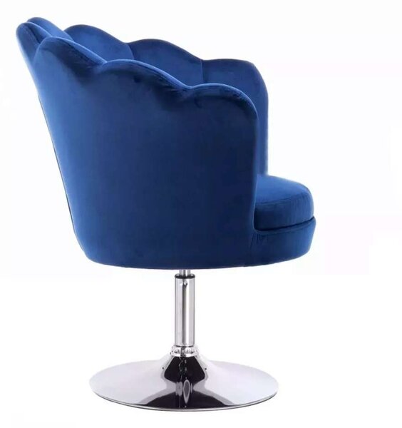 LuxuryForm DESIGN Křeslo FREY VELUR na stříbrném talíři - modré