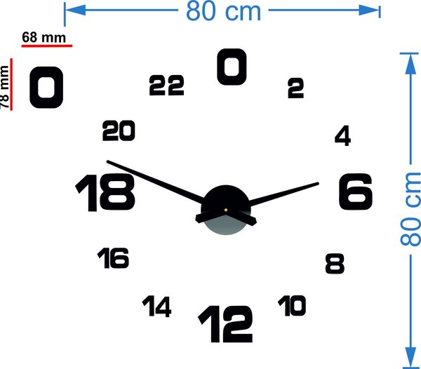 SENTOP | Moderní nalepovací hodiny na zeď | SENTOP 12S022-Wall clock analogové