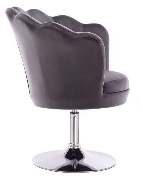 LuxuryForm DESIGN Křeslo FREY VELUR na stříbrném talíři - tmavě šedé