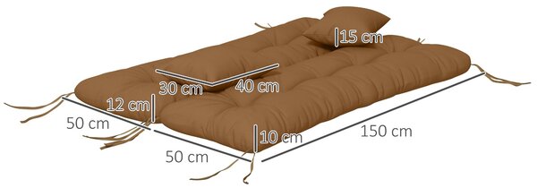 Outsunny 4dílná sada sedáků 150 × 50 cm, voděodpudivé polštáře na lavici s poutky, prošívané, sedák tl. 10 cm — béžová | Aosom