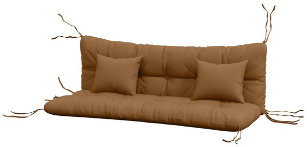 Outsunny 4dílná sada sedáků 150 × 50 cm, voděodpudivé polštáře na lavici s poutky, prošívané, sedák tl. 10 cm — béžová | Aosom