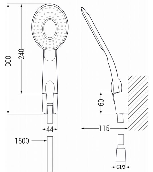 Mexen R-73 bodová sprchová sada, černá - 785735052-70