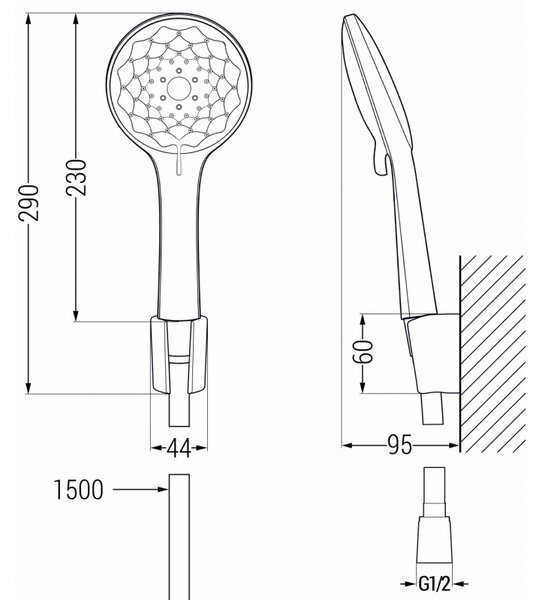 Mexen R-74 set sprchový bodový, chrom - 785745052-00