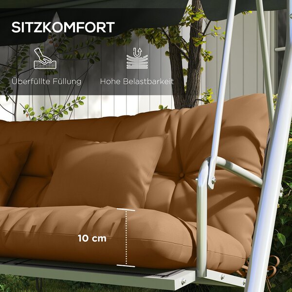 Outsunny 4dílná sada sedáků 150 × 50 cm, voděodpudivé polštáře na lavici s poutky, prošívané, sedák tl. 10 cm — béžová | Aosom