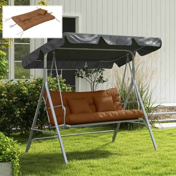 Outsunny 4dílná sada sedáků 150 × 50 cm, voděodpudivé polštáře na lavici s poutky, prošívané, sedák tl. 10 cm — béžová | Aosom