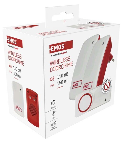EMOS Bezbateriový domovní bezdrátový zvonek P5750.2R do zásuvky