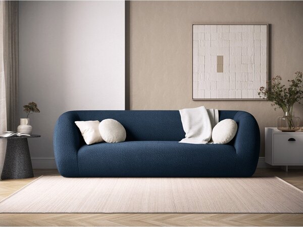 Modrá pohovka z textilie bouclé 230 cm Essen – Cosmopolitan Design