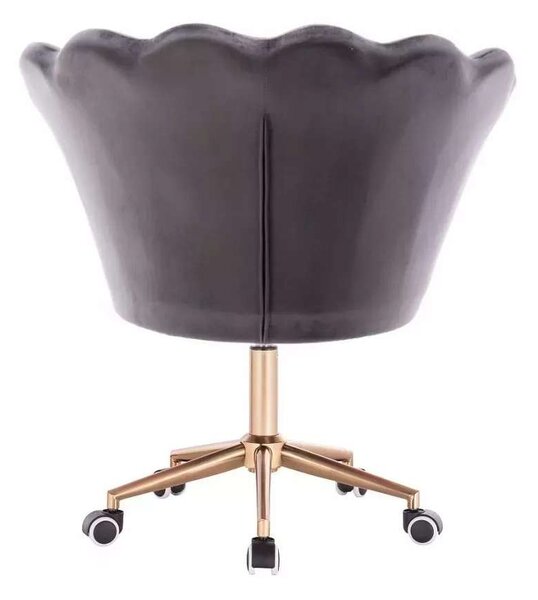 LuxuryForm DESIGN Křeslo FREY VELUR na zlaté podstavě s kolečky - tmavě šedé
