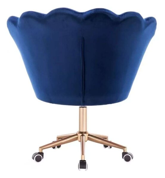 LuxuryForm DESIGN Křeslo FREY VELUR na zlaté podstavě s kolečky - modré