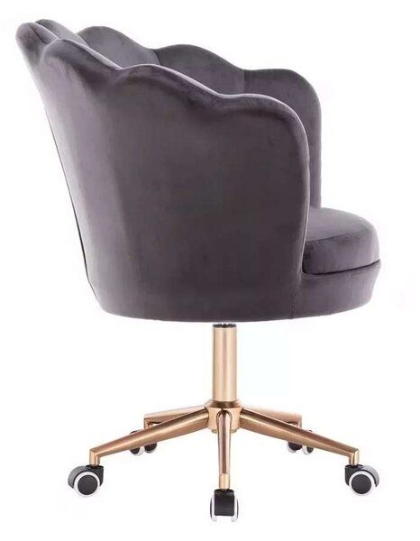 LuxuryForm DESIGN Křeslo FREY VELUR na zlaté podstavě s kolečky - tmavě šedé