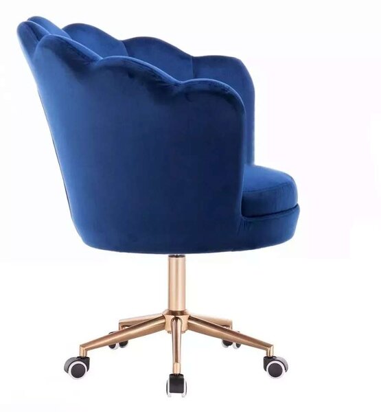 LuxuryForm DESIGN Křeslo FREY VELUR na zlaté podstavě s kolečky - modré