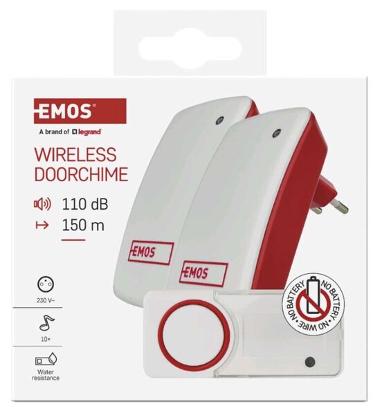 EMOS Bezbateriový domovní bezdrátový zvonek P5750.2R do zásuvky