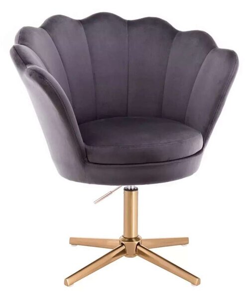 LuxuryForm DESIGN Křeslo FREY VELUR na zlatém kříži - tmavě šedé