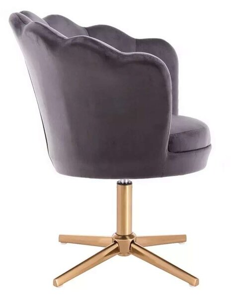 LuxuryForm DESIGN Křeslo FREY VELUR na zlatém kříži - tmavě šedé