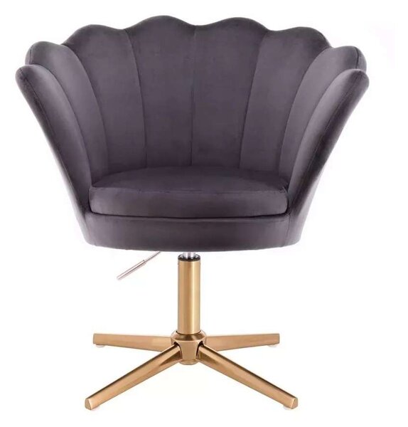 LuxuryForm DESIGN Křeslo FREY VELUR na zlatém kříži - tmavě šedé