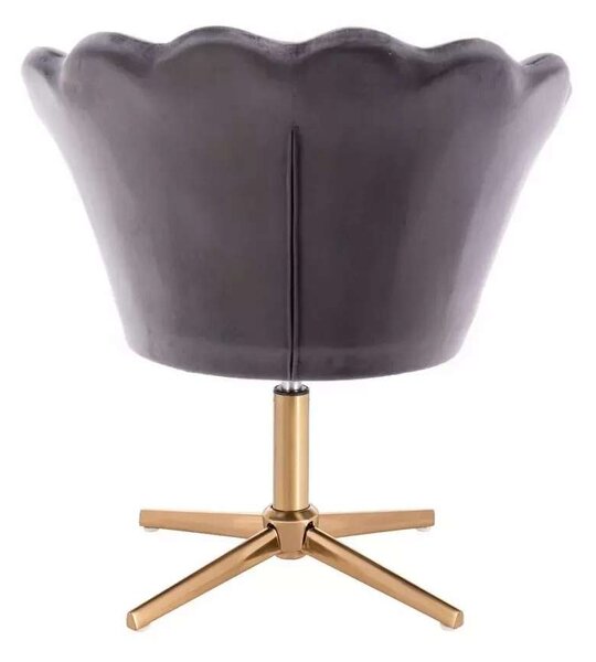 LuxuryForm DESIGN Křeslo FREY VELUR na zlatém kříži - tmavě šedé