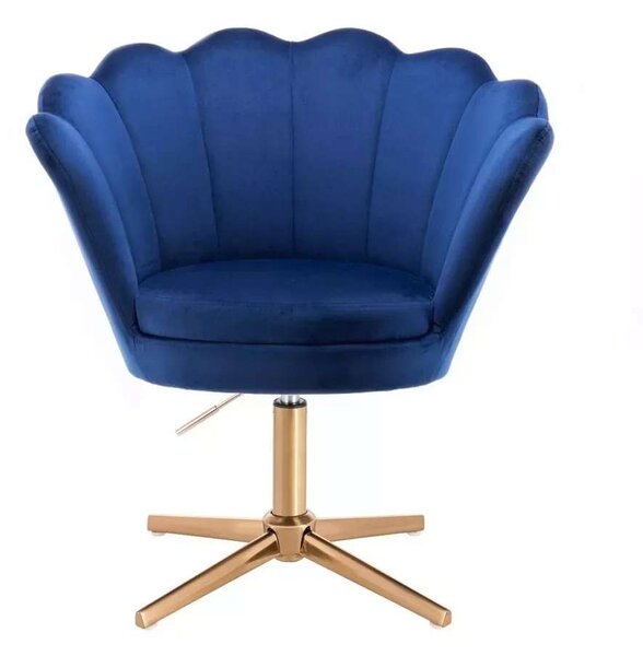 LuxuryForm DESIGN Křeslo FREY VELUR na zlatém kříži - modré