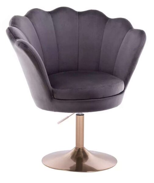 LuxuryForm DESIGN Křeslo FREY VELUR na zlatém talíři - tmavě šedé