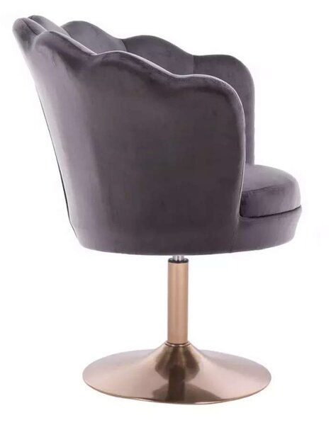 LuxuryForm DESIGN Křeslo FREY VELUR na zlatém talíři - tmavě šedé