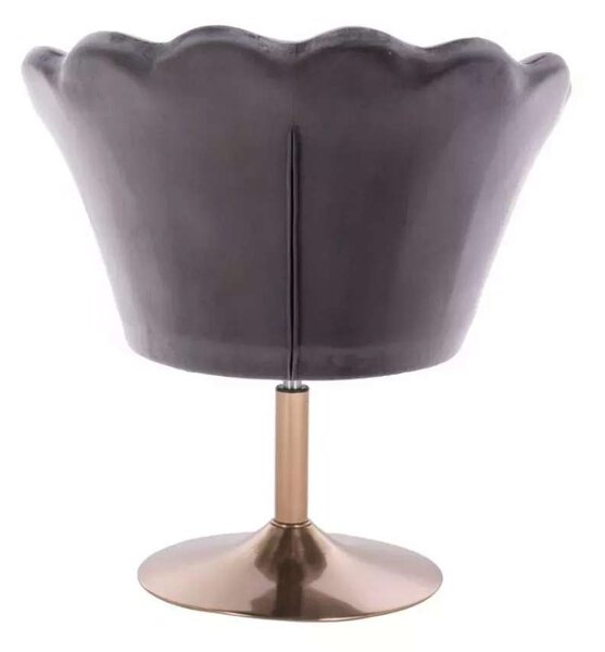 LuxuryForm DESIGN Křeslo FREY VELUR na zlatém talíři - tmavě šedé