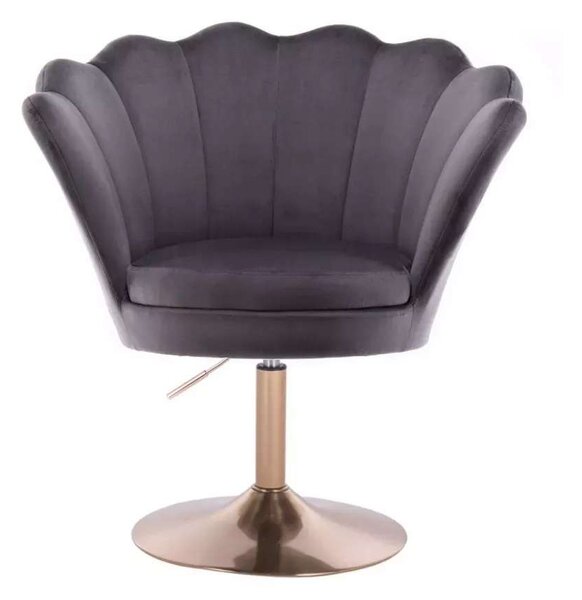 LuxuryForm DESIGN Křeslo FREY VELUR na zlatém talíři - tmavě šedé