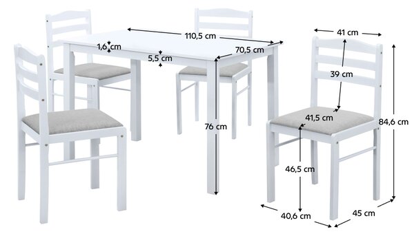 KONDELA Jídelní set 1+4, bílá/béžovošedá, SOMIN