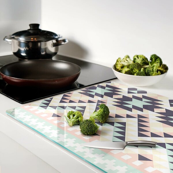 Skleněná krájecí deska Geometrický motiv v pastelových barvách ddk-nr-wm-00007927