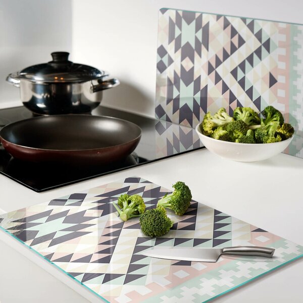 Skleněná krájecí deska Geometrický motiv v pastelových barvách ddk-nr-wm-00007927