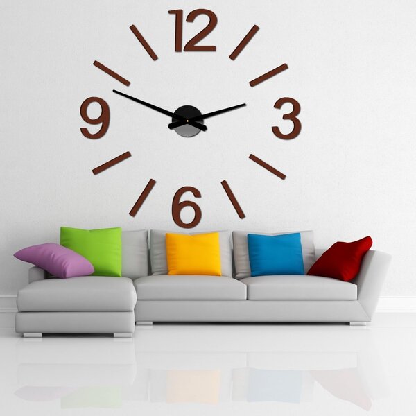 Stylesa - Moderní Nástěnné hodiny MONIKA X0067 3D aj černé: Černá Ral 9005 Černá barva RAL 9005 80 cm 3478-22515 X0067-PENA+SKLO-PLECH 3D HEU-