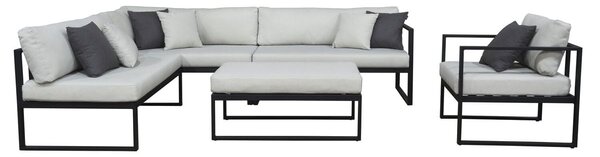 Sensum Skepparholmen Set lounge nábytku - hliník, 5 ks, hliník, černá, šedá