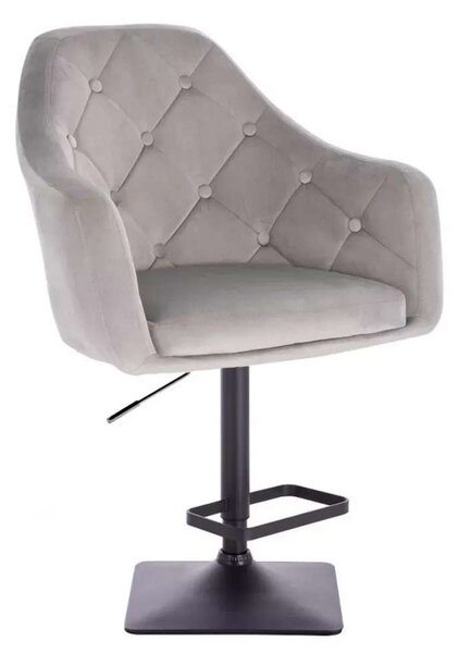 LuxuryForm DESIGN Barová židle ANDORA VELUR na černé hranaté podstavě - světle šedá