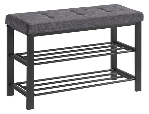 Botník s lavicí s šedým sedákem MOBRIX 81x49 cm, černý