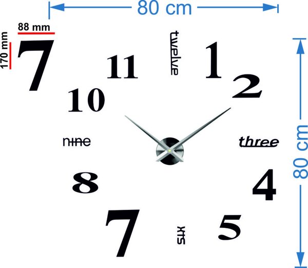 SENTOP | Moderní nalepovací nástěnné hodiny DIY | SENTOP 12P015 BEZ PENA BEZ PLECHU HEU+ analogové