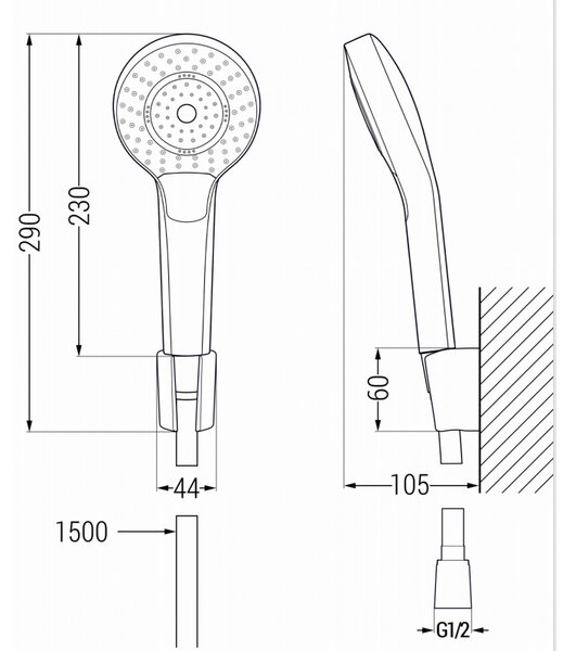 Mexen Fabia DF05 sprchová baterie se sprchovým setem, černá - 74654DF05-70