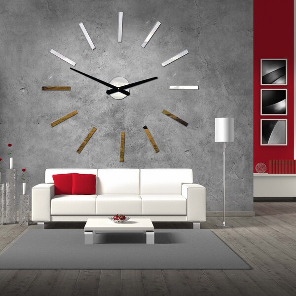 Moderní nástěnné hodiny paličky - 2D MORNEO: Černá Ral 9005 Černé ručičky 80 cm 3484-23297 X0038 BEZ PENA BEZ PLECHU HEU+