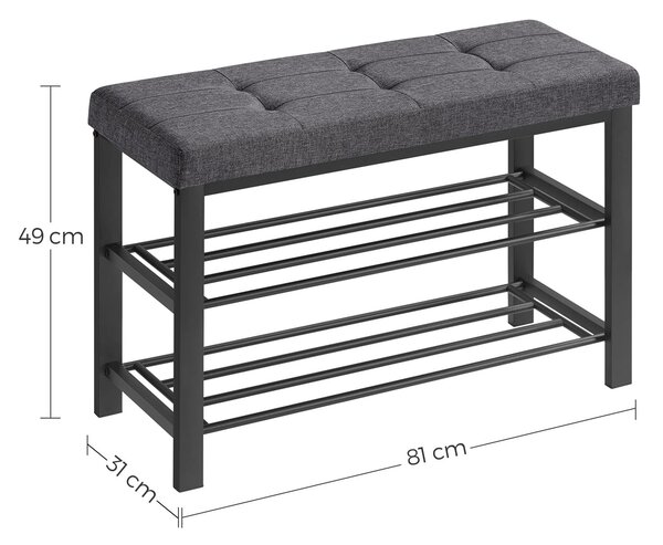Botník s lavicí s šedým sedákem MOBRIX 81x49 cm, černý